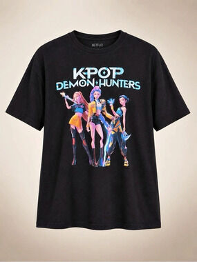 Netflix K-Pop Demon Hunters Huntrix Graphic Tee Black & Blue XL